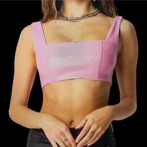 Edited Midnight Faux Leather pink crop top